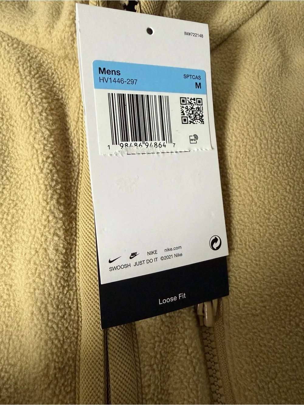 Nike Therma-Fit Beige Men’s Club Full Zip Winterized Vest Polyester Size M NEW